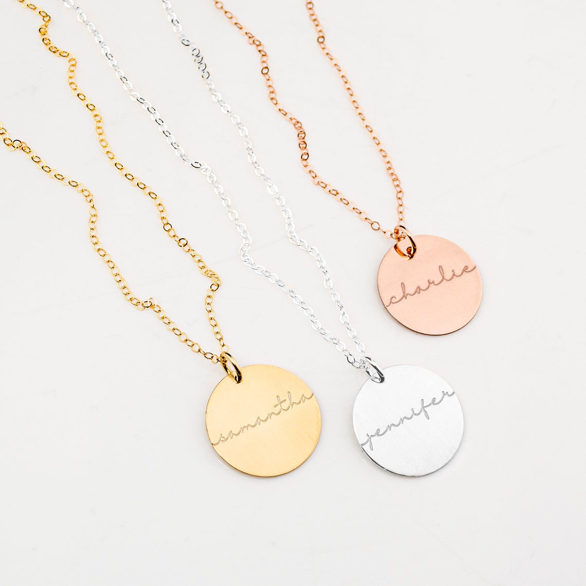 Custom Name Disc necklace, Monogram Necklace Gift for Her [19mm]