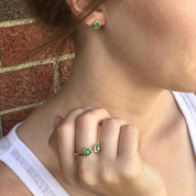 Small Green Onyx Triangle Studs, Everyday Earrings