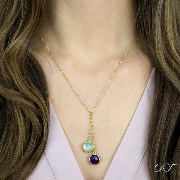 Birthstone Trio Orchid Lariat Necklace - Shop For Birthsone Trio