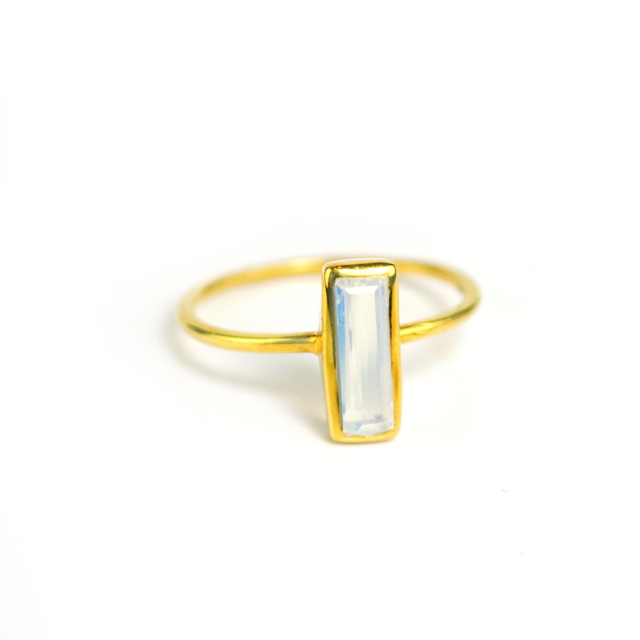 Tiny Opalite Bar Ring : October Birthstone