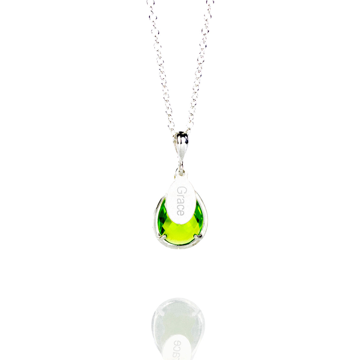 August Birthstone & Name Necklace : Peridot