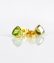 Small Peridot Triangle Studs, Everyday Earrings