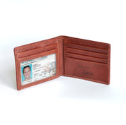 Leather Bi-fold wallet ID Card Window 5 Card Pocket Wallet Personalized Actual Handwriting Engraving