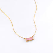 Pink Chalcedony Bar Necklace : October Birthstone : Adira Series