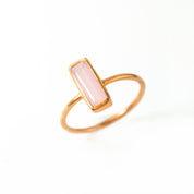 Tiny Pink Chalcedony Bar Ring : October Birthstone