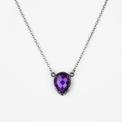 Purple Amethyst Upside Down Teardrop Station Necklace