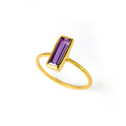 Tiny Purple Amethyst Bar Ring : February Birthstone