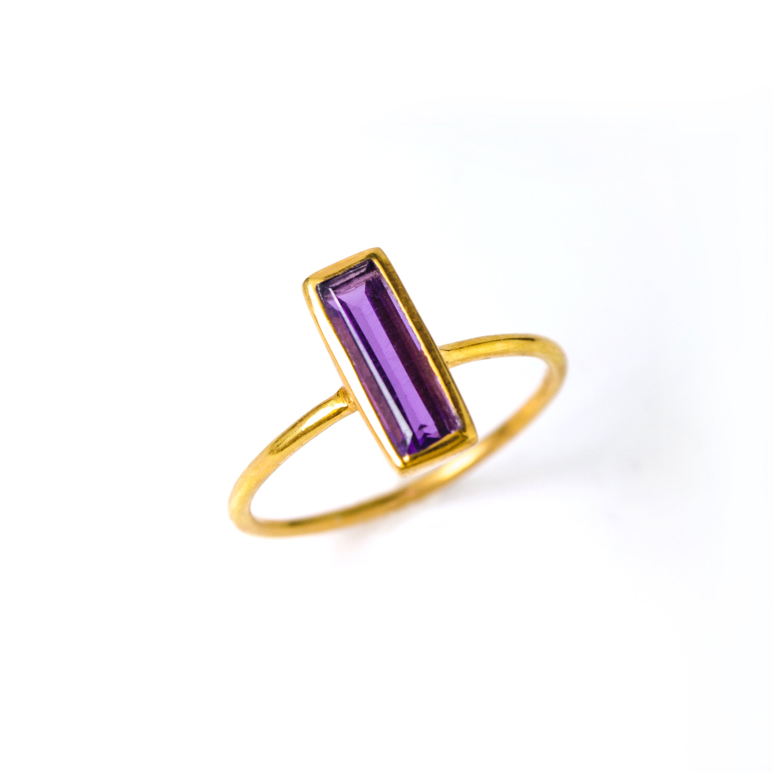 Tiny Purple Amethyst Bar Ring : February Birthstone