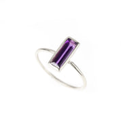 Tiny Purple Amethyst Bar Ring : February Birthstone