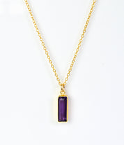 Purple Amethyst Vertical Bar Necklace : February Birthstone : Adira Series