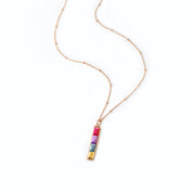 Multi Birthstone Combination Vertical Bar Necklace