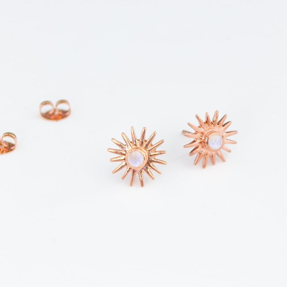 Sun Burst Stud Earrings, Birthstone Sunshine Studs