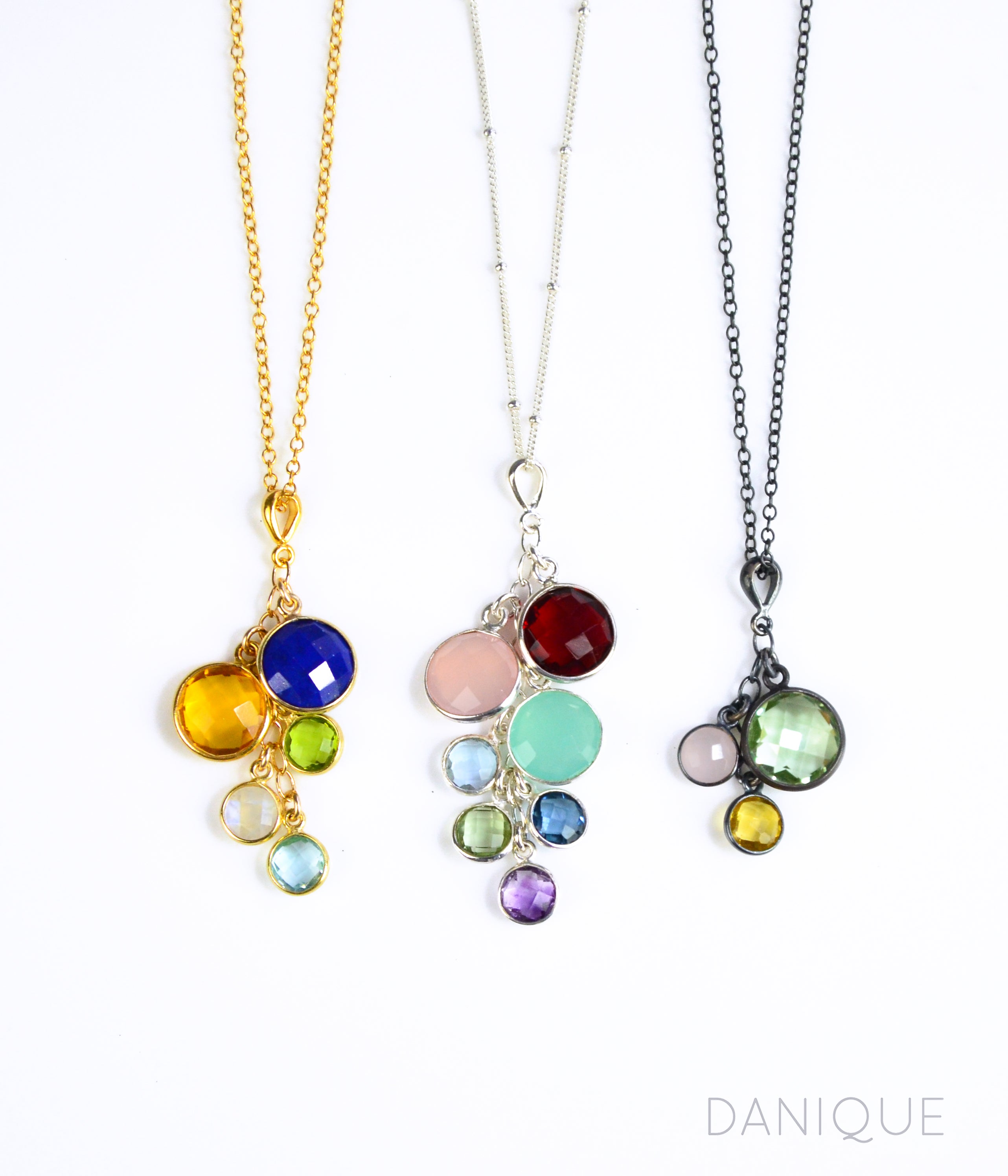 Grandmother Pendant Necklace with Children and Grandchildren Birthstones