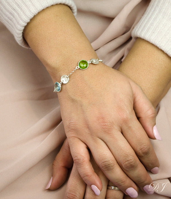 Birthstone initial online bracelet