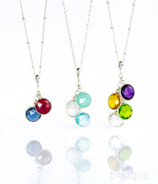 Cascading Birthstone Pendant Necklace with Round Gemstones