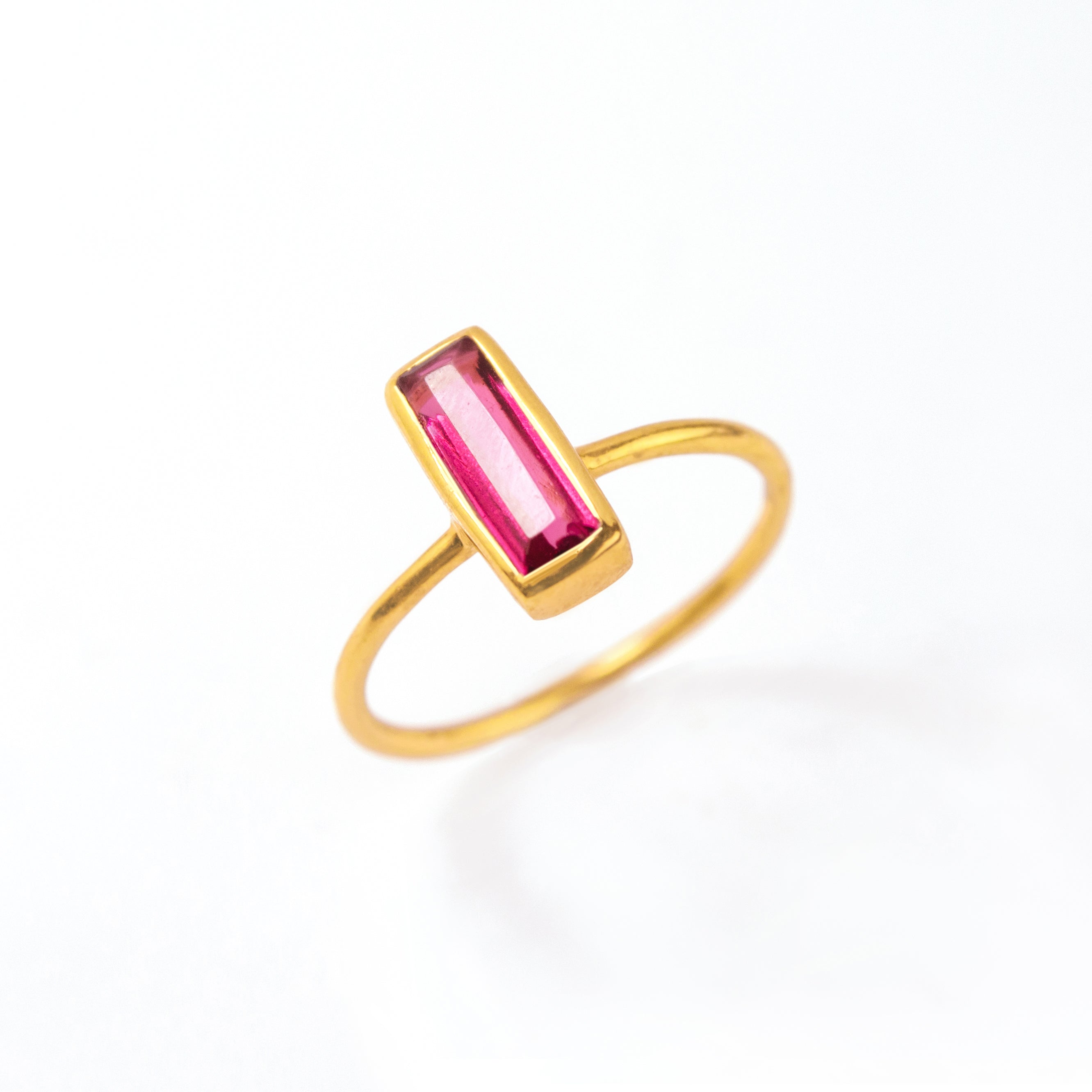 Tiny Ruby Bar Ring : July Birthstone