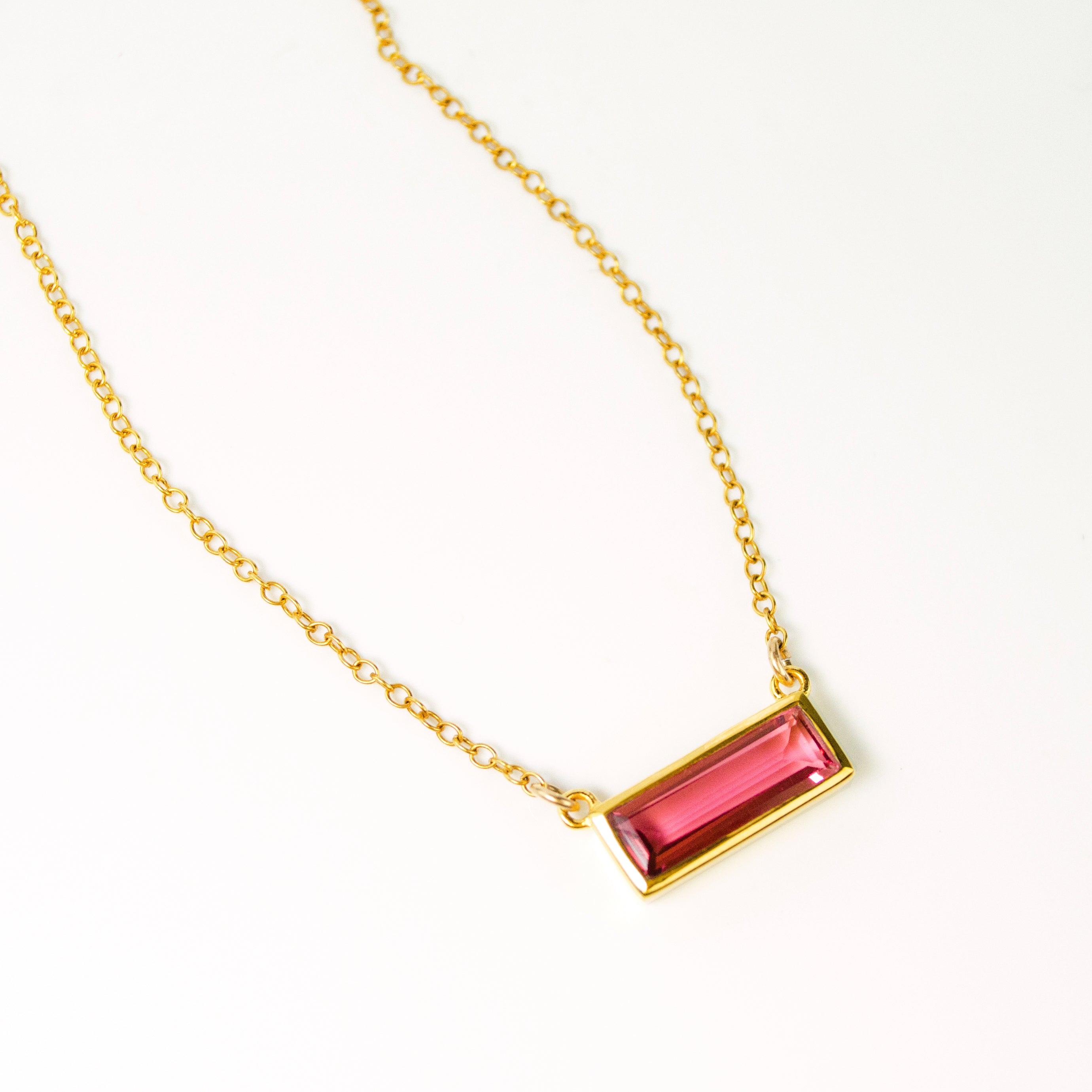 Ruby Bar Necklace : July Birthstone : Adira Series