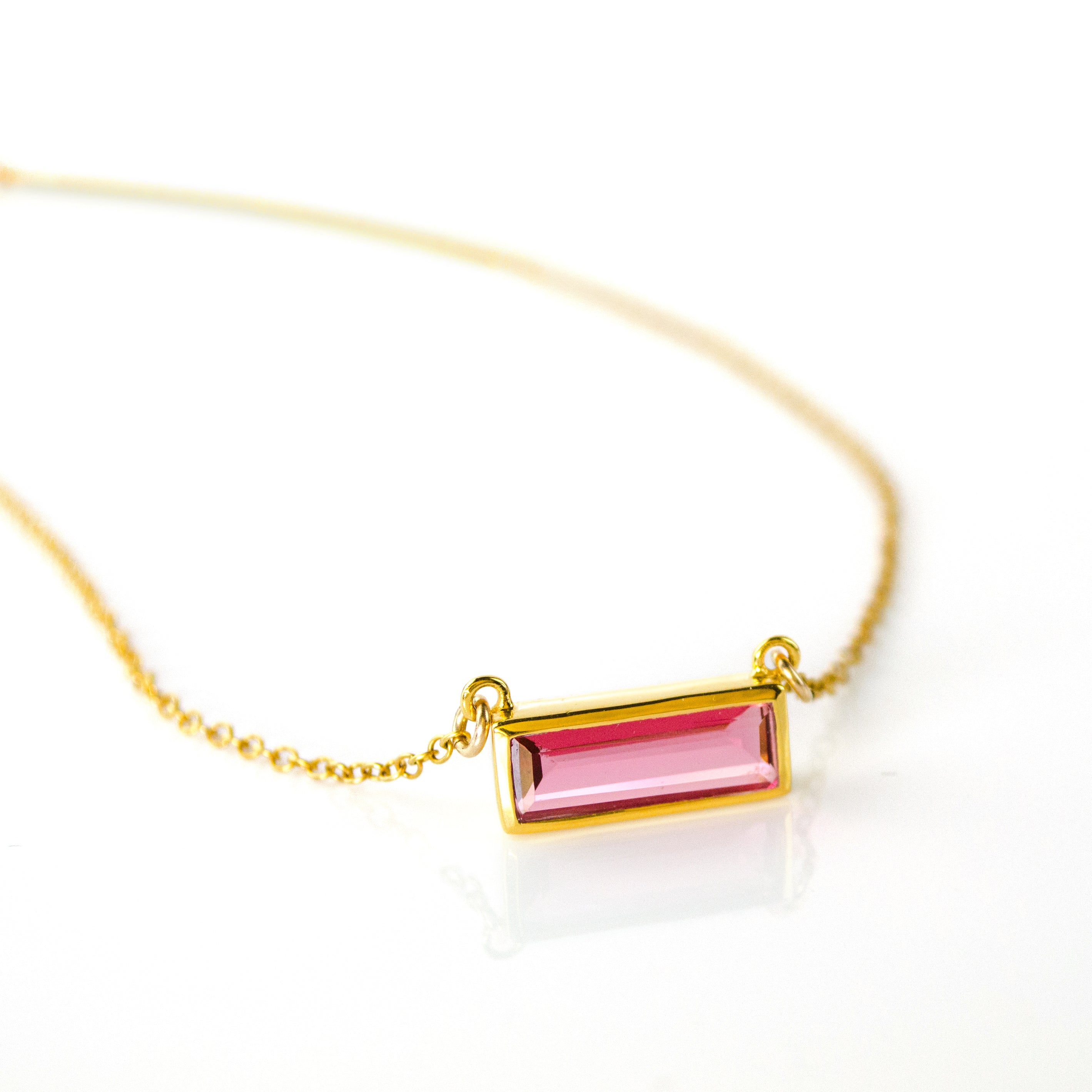 Ruby Bar Necklace : July Birthstone : Adira Series