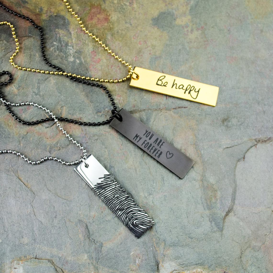 Personalized Rectangle Dog Tag Necklace, Custom Military Style Jewelry