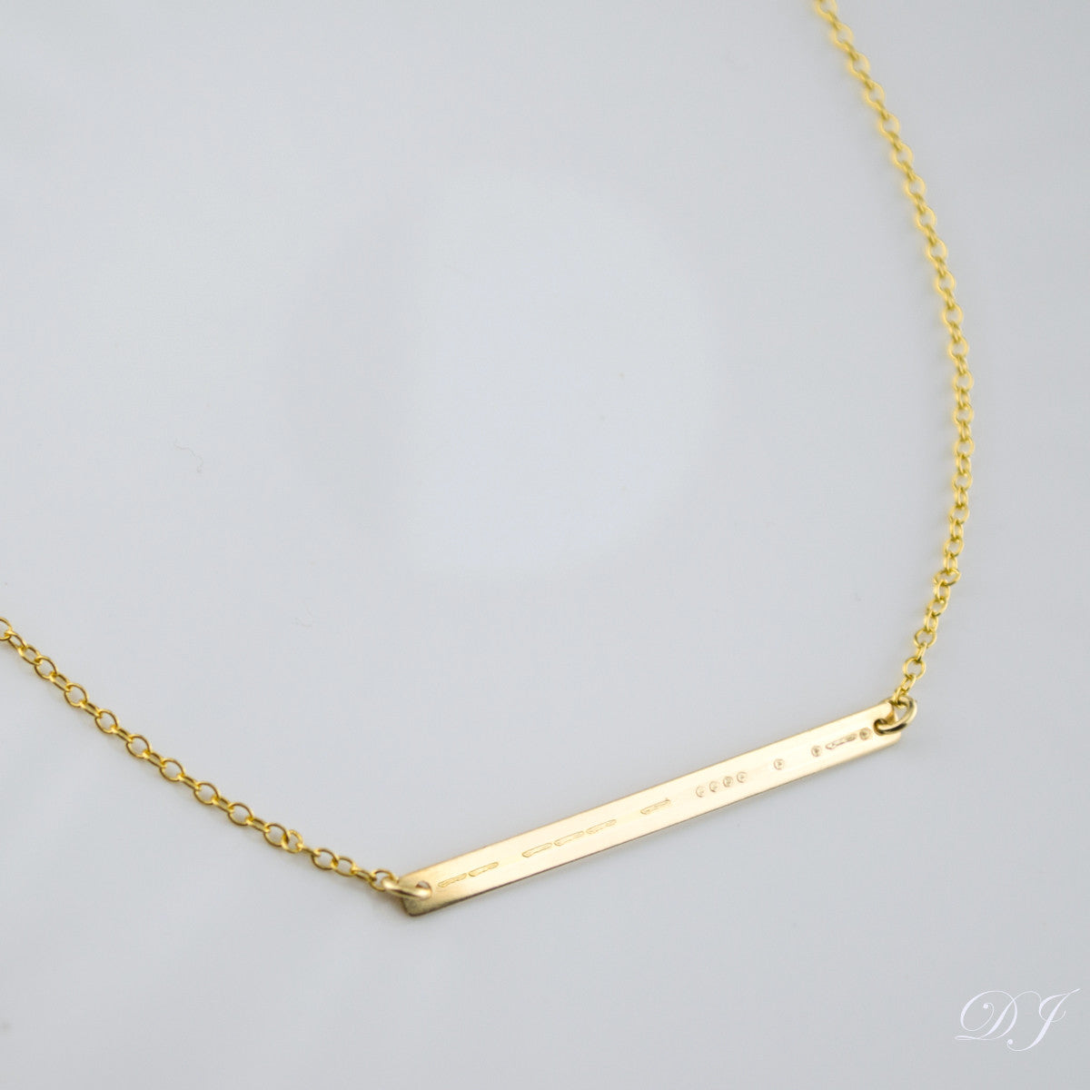 Morse code skinny bar necklace - Silver, Gold or Rose Gold Bar