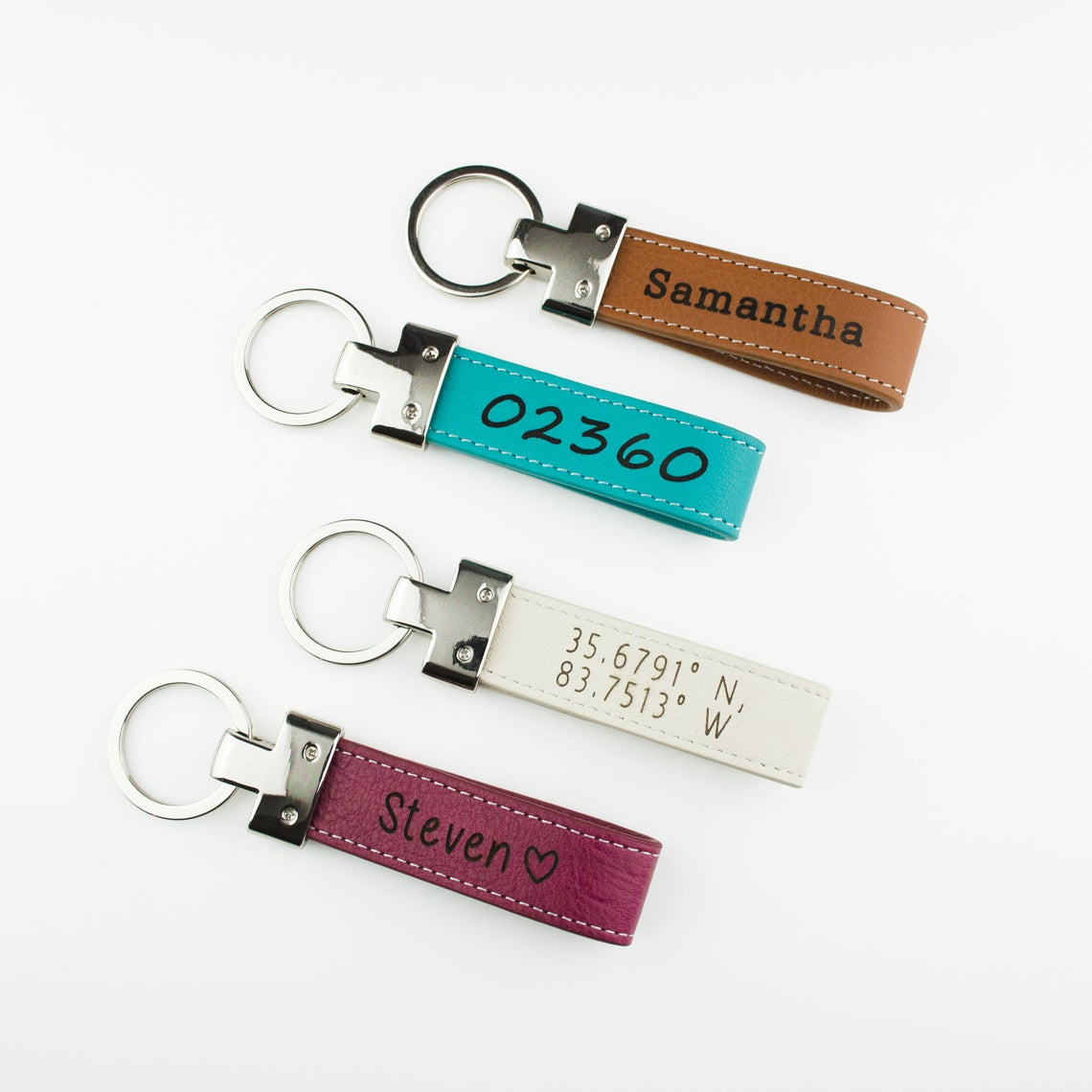 Personalized Leather Keychain | USA Made | Custom Keychain | Anniversary Gift | Birthday Gift | 3 Year | Leather Gift | Handmade