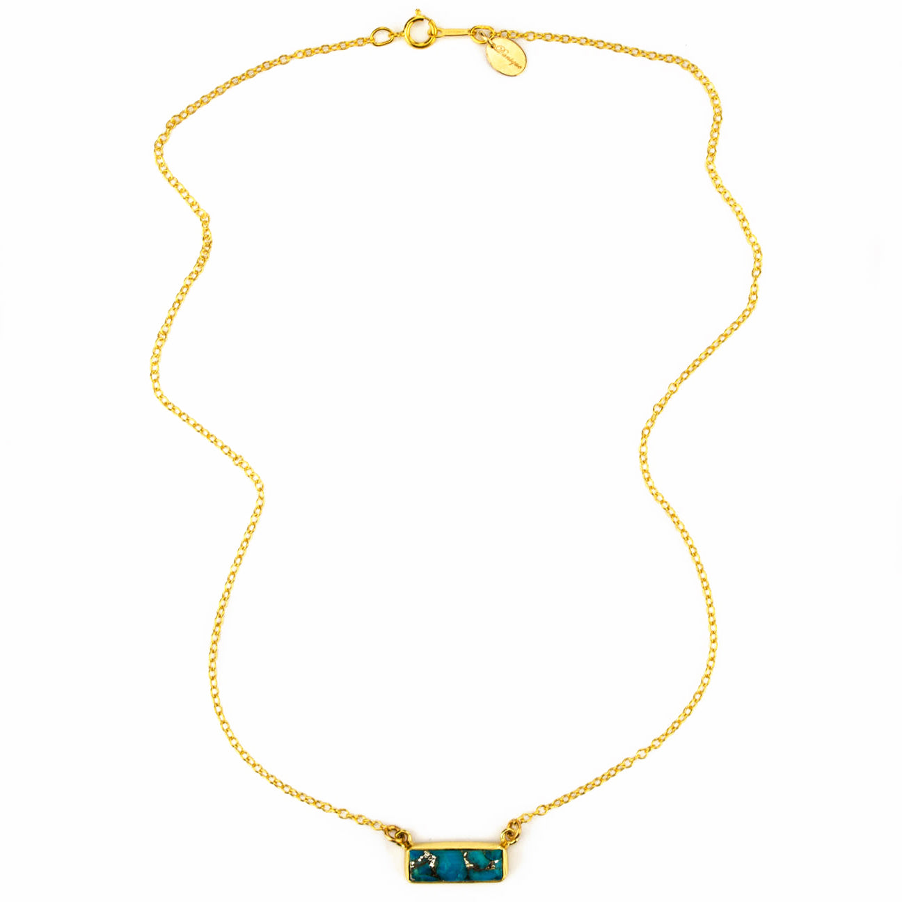 Copper Turquoise Bar Necklace : December Birthstone : Adira Series