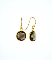 Smoky Quartz round bezel set Earrings