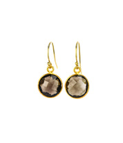 Smoky Quartz round bezel set Earrings