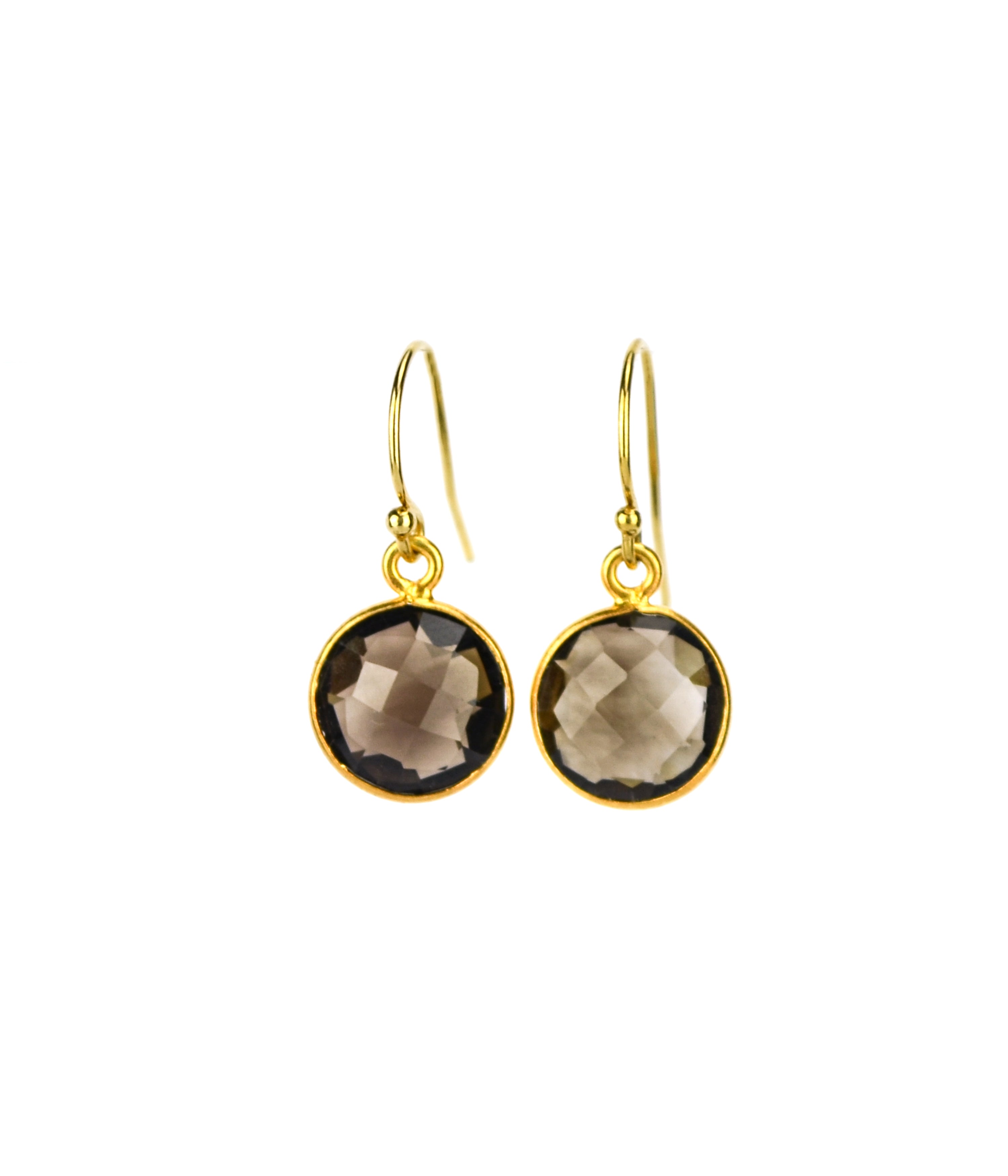 Smoky Quartz round bezel set Earrings