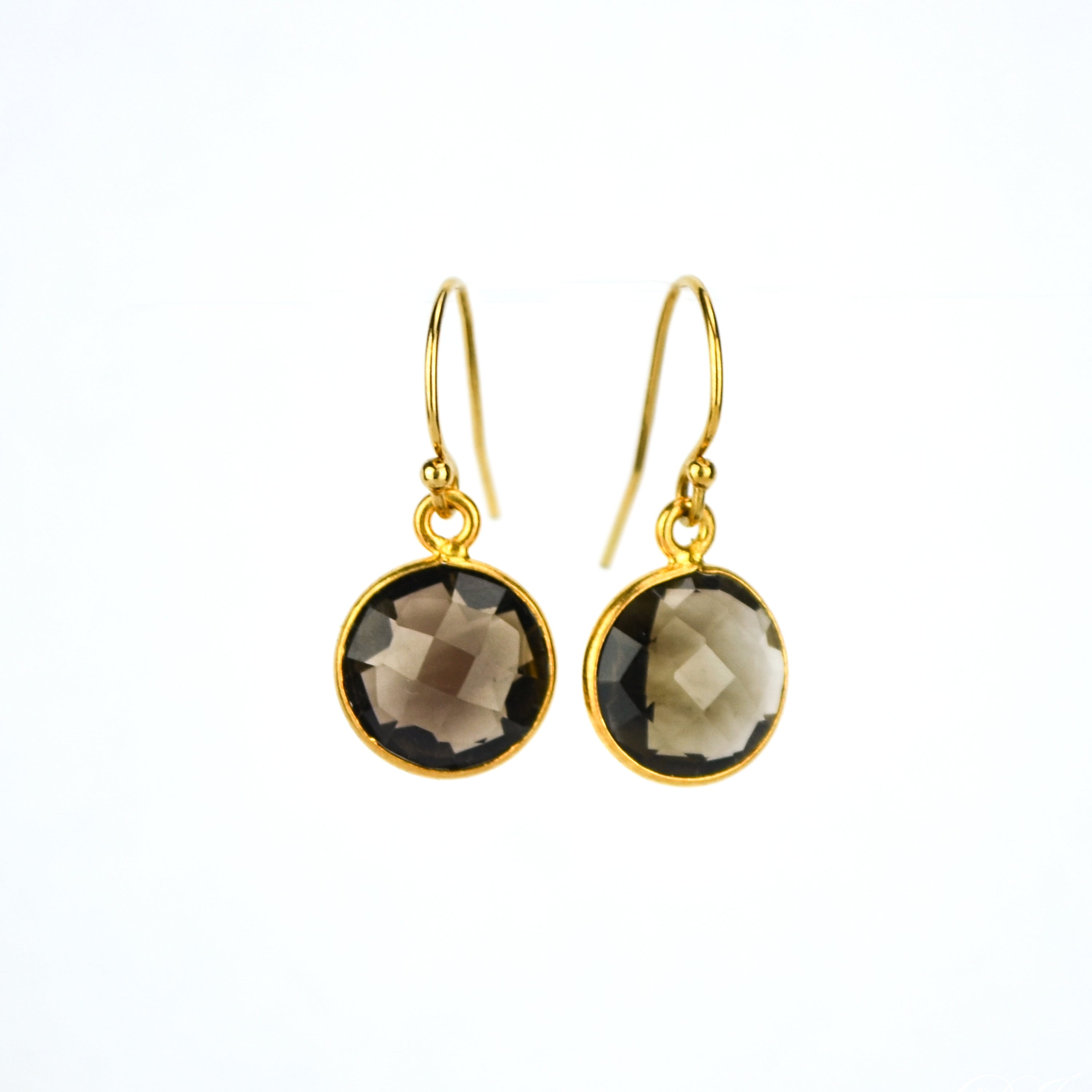 Smoky Quartz round bezel set Earrings