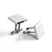 Silver Square Metal Cufflinks with actual handwriting or drawing engravings