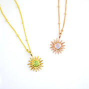 Sun Burst Necklace, Birthstone Sunshine Pendant [5mm]