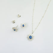 Sun Burst Necklace and Stud Earring Set, Sunshine Birthstone Jewelry Set