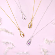 Mother's Birthstone Teardrop Pendant Necklace