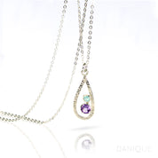 Mother's Birthstone Teardrop Pendant Necklace