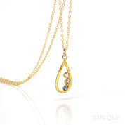 Mother's Birthstone Teardrop Pendant Necklace