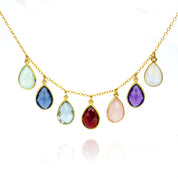 Family Necklace Mother's Birthstone Charm Necklace Collar Necklace Teardrop Birthstones