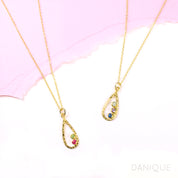 Mother's Birthstone Teardrop Pendant Necklace