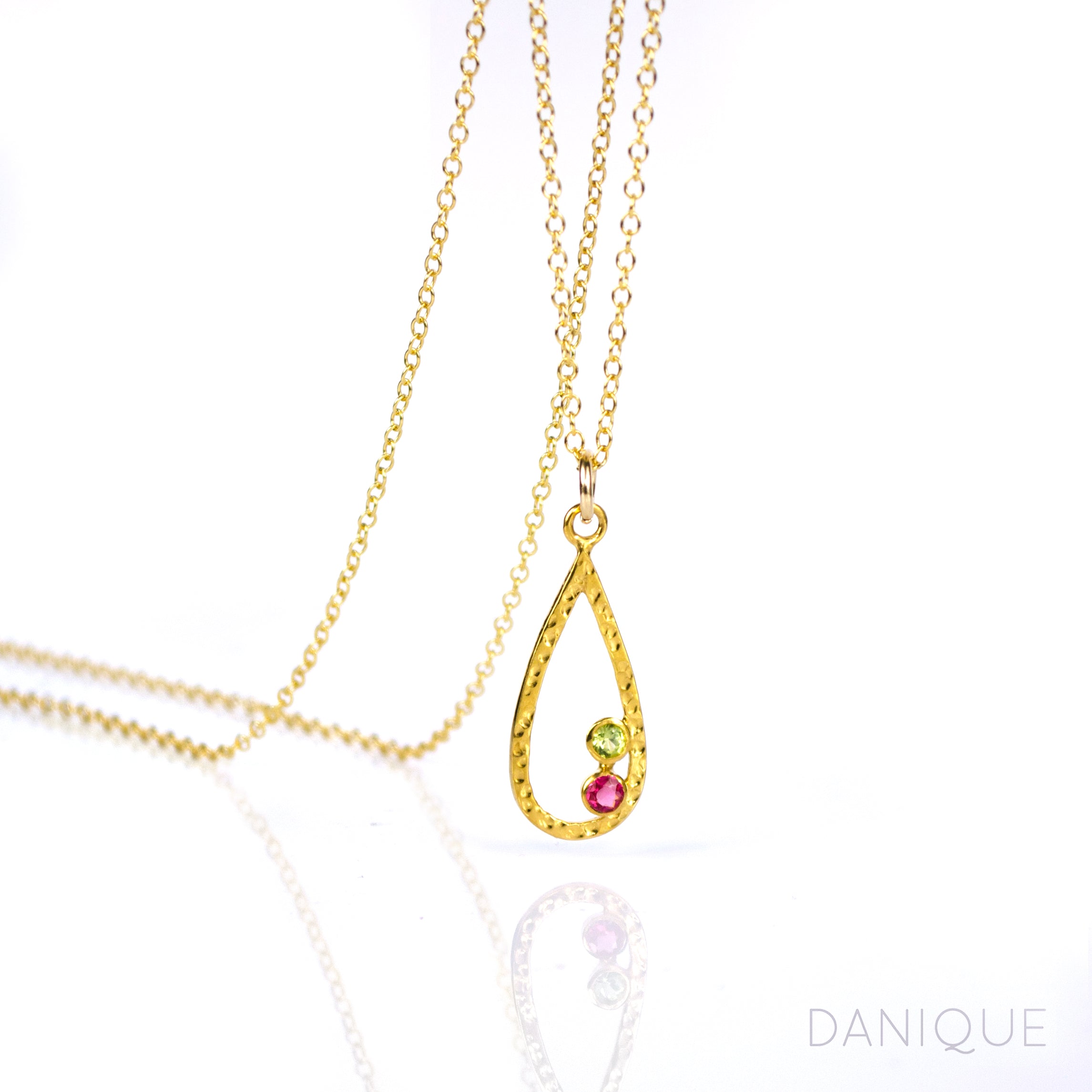 Mother's Birthstone Teardrop Pendant Necklace