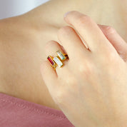 Tiny Garnet Bar Ring : January Birthstone