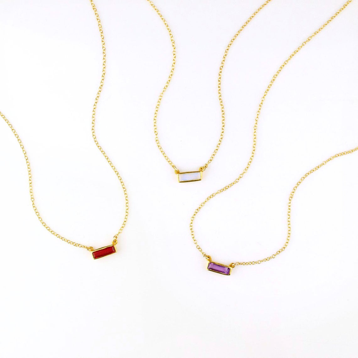 Tiny Adira Bar Necklace : Birthstone Bar Necklace : Adira Series