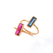 A set of two rose gold adira bar rings. Tiny Adira gemstone ring, small bar ring, sterling silver ring, gold gemstone bar, rose gold gemstone ring, dainty birthstone ring, minimalist gemstone jewelry, chic tiny bar ring, custom gemstone accessory, delicate fashion ring, elegant bar ring