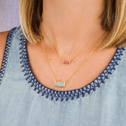 Tiny Adira Bar Necklace : Birthstone Bar Necklace : Adira Series