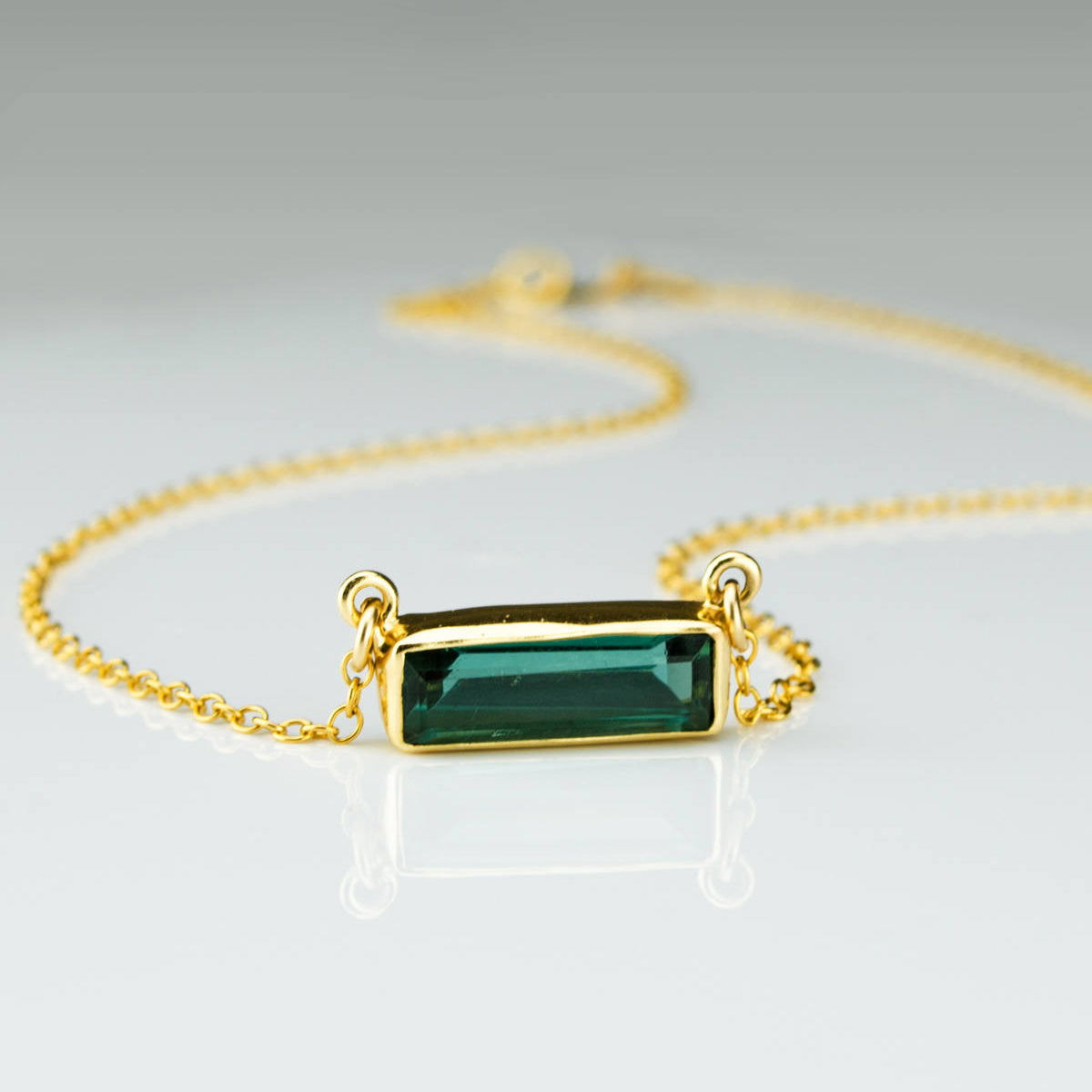 Green Tourmaline Bar Necklace : Adira Series