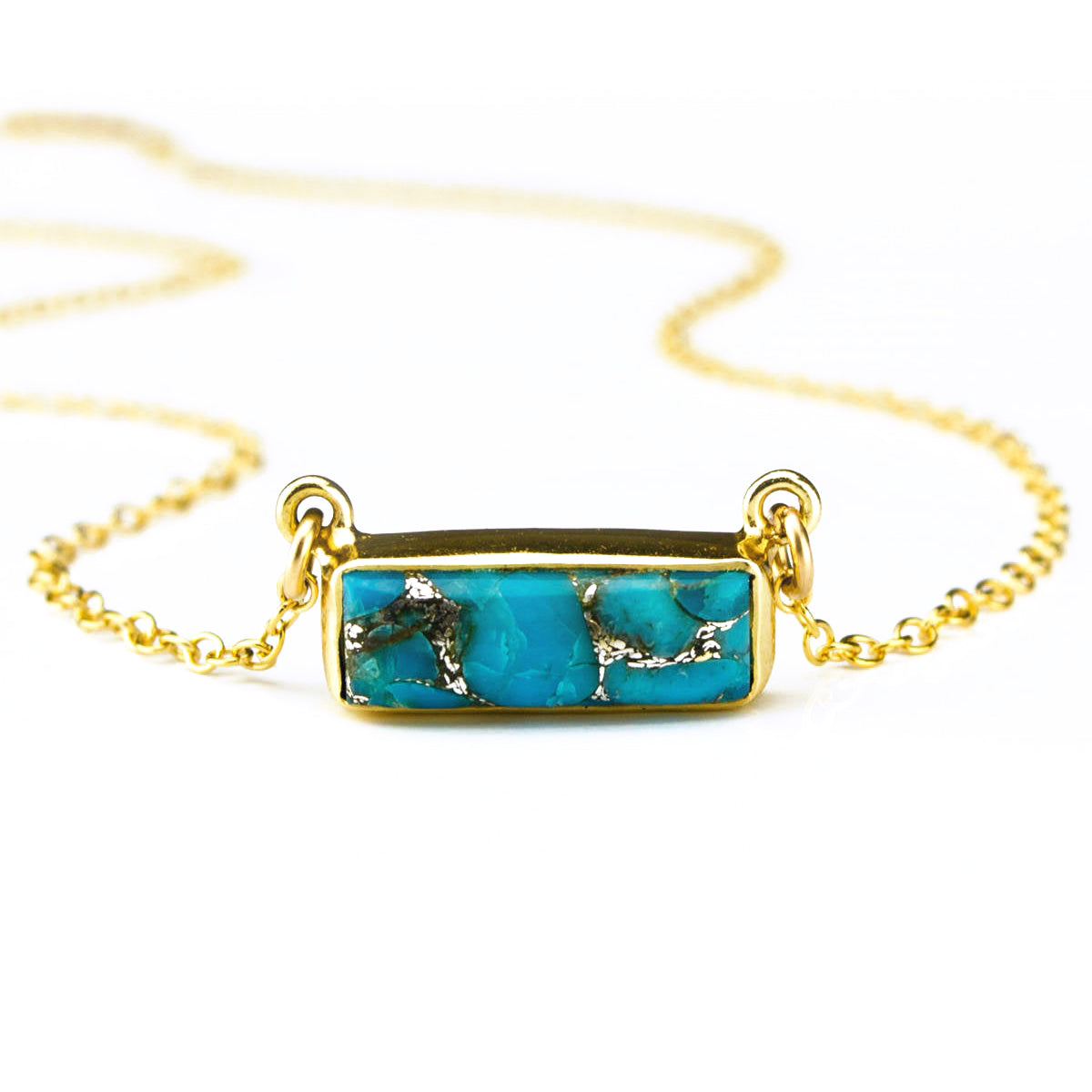 Copper Turquoise Bar Necklace : December Birthstone : Adira Series