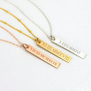 Engraved Vertical Bar Pendant Necklace