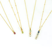 Tiny Birthstone Vertical Bar Necklace : Available in All Birthstones